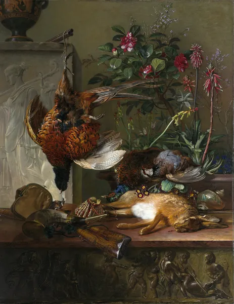 Still Life with Game and a Greek Stele av Georgius Jacobus Johannes van Os