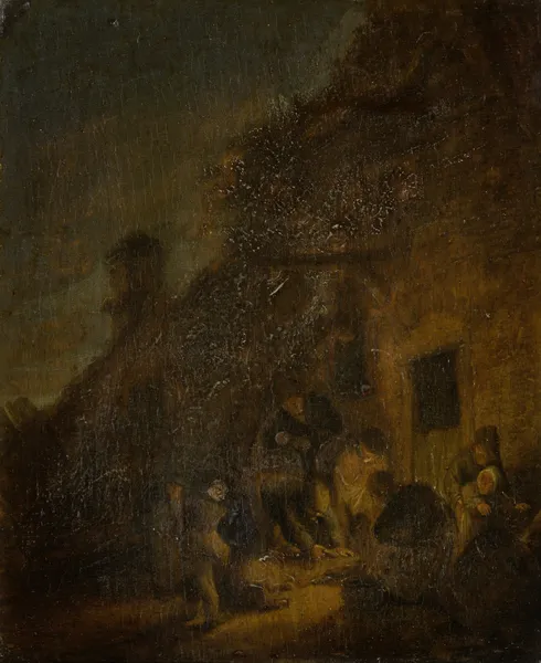 Slaughtering a Pig by Torchlight av Adriaen van Ostade