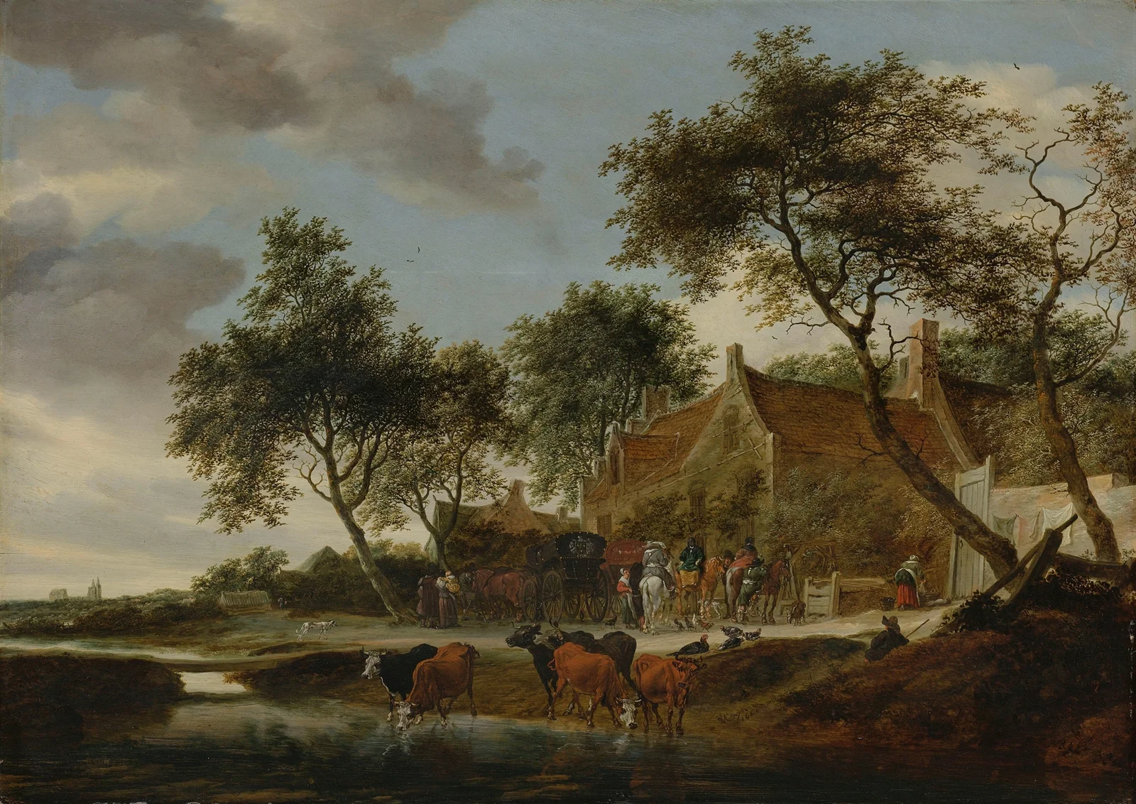 The watering place av Salomon van Ruysdael