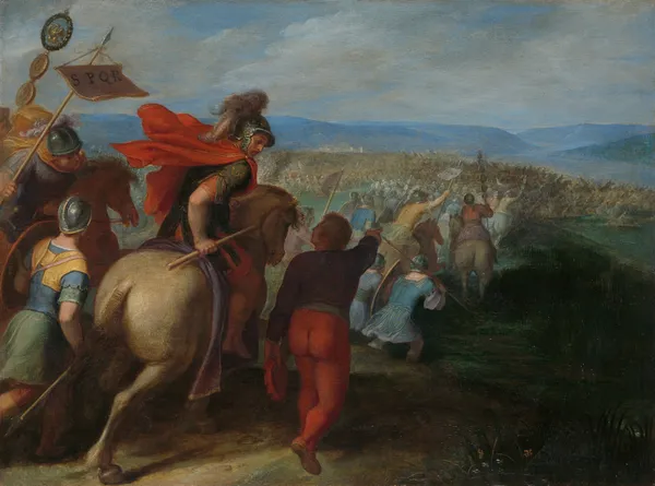 The Romans nearly Overpower the Army of Julius Civilis through the Treachery of a Batavian av Otto van Veen