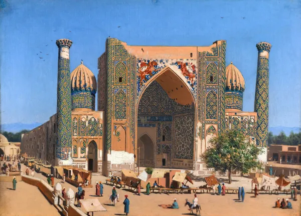 Medrasah Shir-Dhor at Registan place in Samarkand av Vasily Vereshchagin