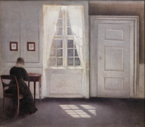 A Room In The Artist’s Home In Strandgade, Copenhagen, With The Artist’s Wife av Vilhelm Hammershøi