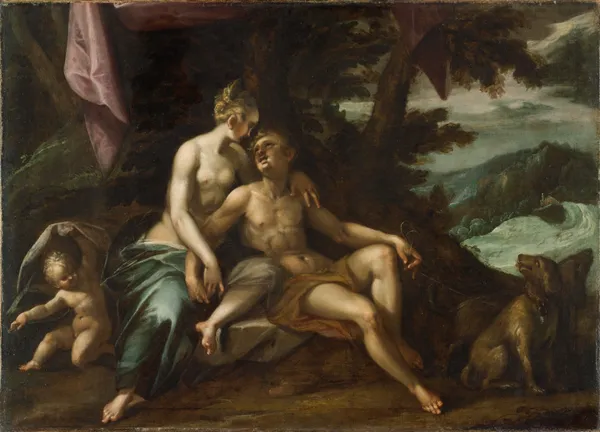 Venus and Adonis av Hans von Aachen