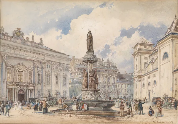Freyung mit Austriabrunnen av Rudolf von Alt