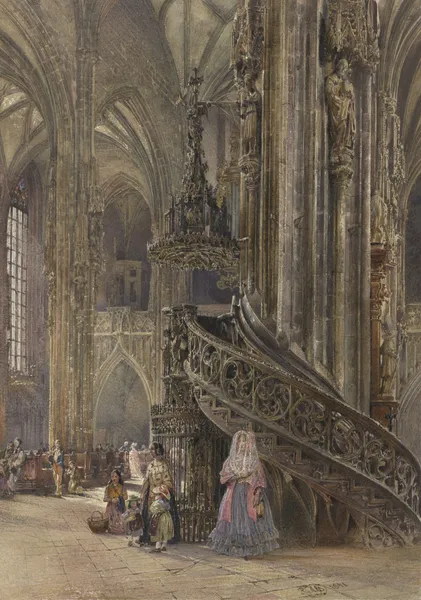 The Interior of the Cathedral of Saint Stephen at Vienna av Rudolf von Alt