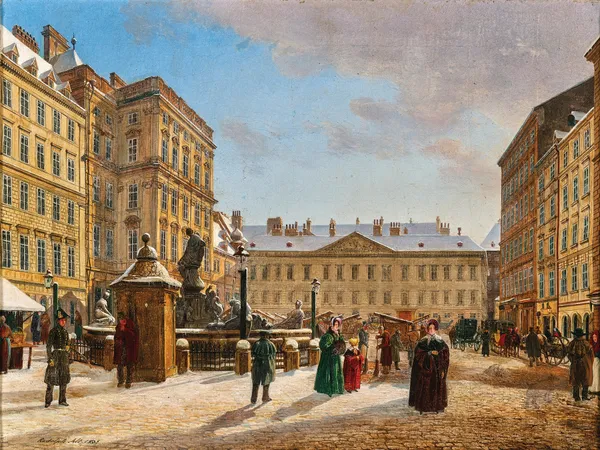 The New Market in Vienna in Winter av Rudolf von Alt
