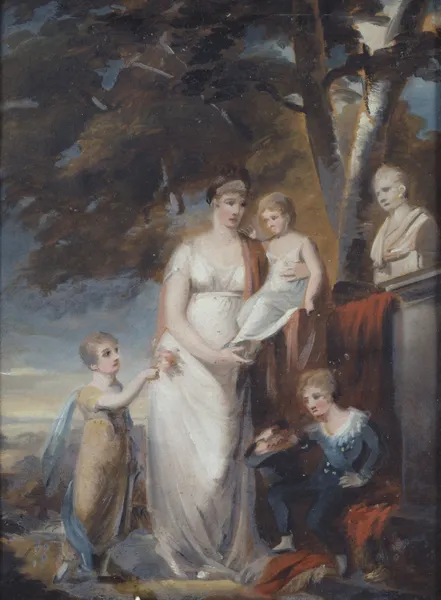 Queen Fredrika with her children av Carl Frederik von Breda