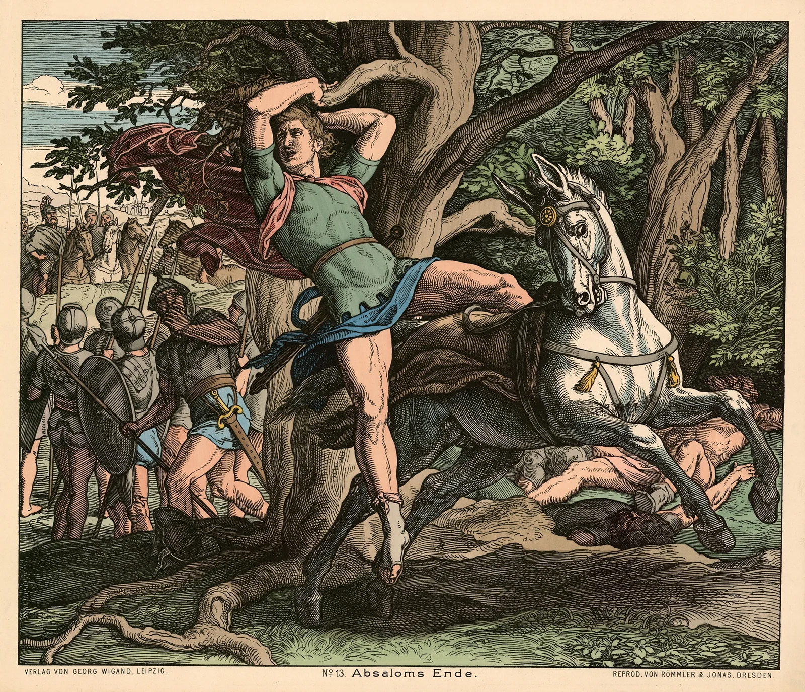 Absaloms Ende (The death of Absalom) av Julius Schnorr von Carolsfeld