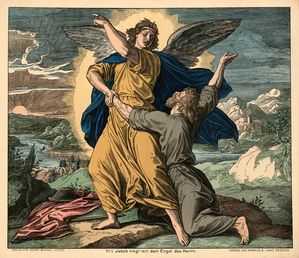 Jakob ringt mit dem Engel des Herrn (Jacob wrestling with the Angel) av Julius Schnorr von Carolsfeld