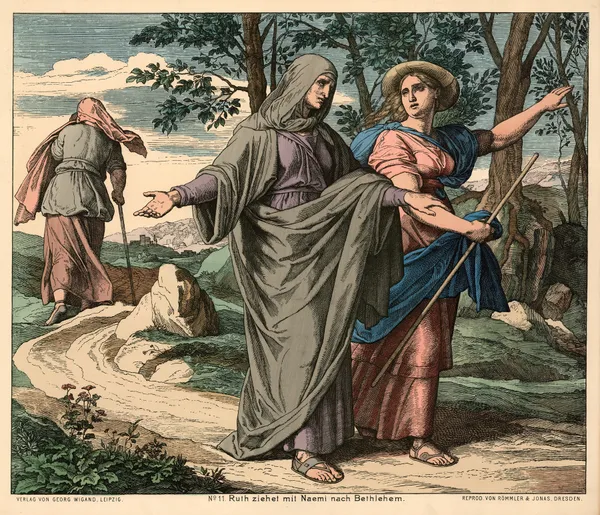 Ruth ziehet mit Naemi nach Bethlehem (Ruth following Naomi to Bethlehem) av Julius Schnorr von Carolsfeld