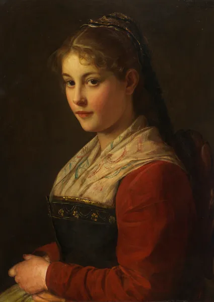 Dirndl (Vor der Kirchn) av Franz von Defregger