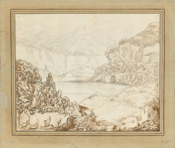 Mountain lake in southern landscape av Johann Wolfgang Von Goethe