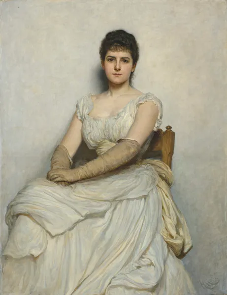 Miss Katherine Grant (The Lady in White) av Sir Hubert von Herkomer