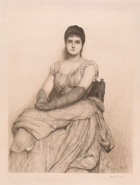 The Lady in White av Sir Hubert von Herkomer