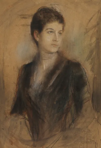 Portrait of a young woman av Franz von Lenbach