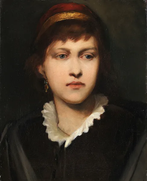 Bildnis eines Mädchens mit Haube und Ohrschmuck av Gabriel von Max