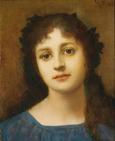 Girl with Vine Leaves in her Hair av Gabriel von Max