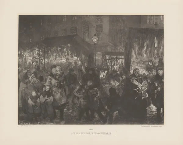Auf‎ ‎dem Berliner Weihnachtsmarkt av Adolph von Menzel