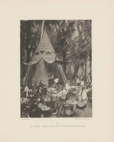 Der‎ ‎Wigwam.‎ ‎Indianer-Kaffee‎ ‎auf‎ ‎der‎ ‎Wiener Weltausstellung av Adolph von Menzel