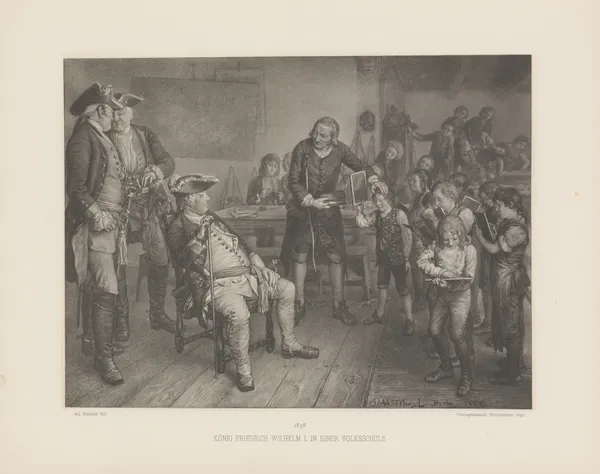 König‎ ‎Friedrich‎ ‎Wilhelm‎ ‎I.‎ ‎in‎ ‎einer‎ ‎Volksschule av Adolph von Menzel