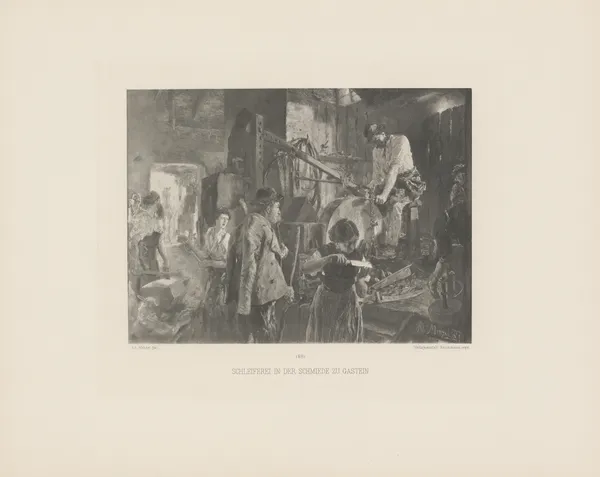 Schleiferei‎ ‎in‎ ‎der‎ ‎Schmiede‎ ‎zu‎ ‎Gastein av Adolph von Menzel