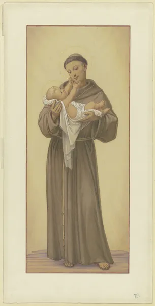 Der Heilige Antonius von Padua mit dem Jesuskind auf dem Arm, 1862 av Eduard von Steinle