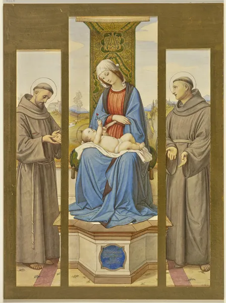 Madonna on the throne, next to Saints Francis and Anthony, as a triptych av Eduard von Steinle