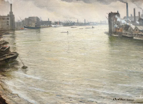 The Thames looking towards Tower Bridge av Christopher R. W. Nevinson