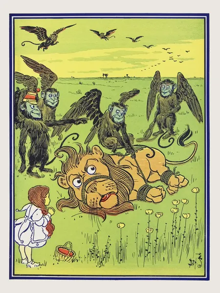 The Monkeys wound many coils about his body av William Wallace Denslow