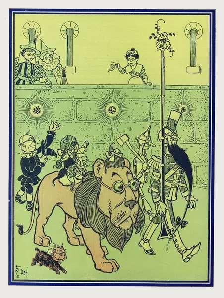 The Soldier with the green whiskers led them through the streets av William Wallace Denslow