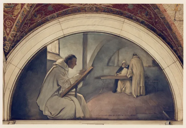 Manuscript Book mural in Evolution of the Book series av John White Alexander