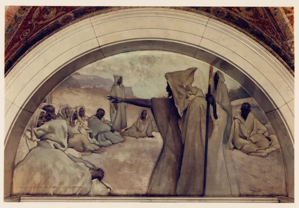 Oral Tradition mural in Evolution of the Book series av John White Alexander