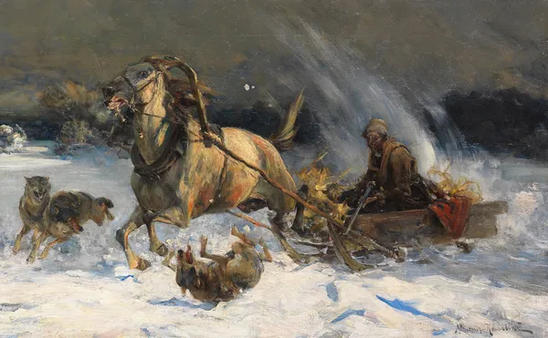 Angriff der Wölfe av Alfred von Wierusz-Kowalski
