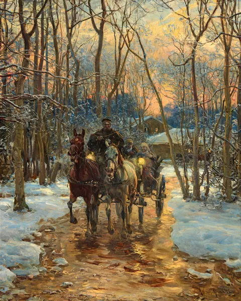 Fahrt in der Dämmerung av Alfred von Wierusz-Kowalski
