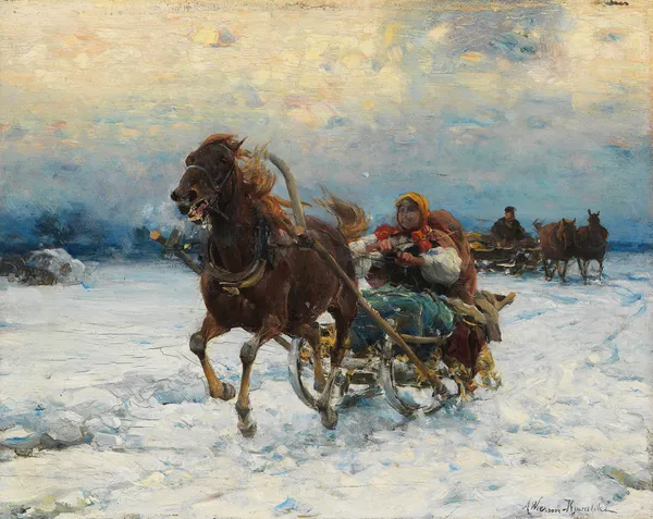 Happy sleigh ride av Alfred von Wierusz-Kowalski