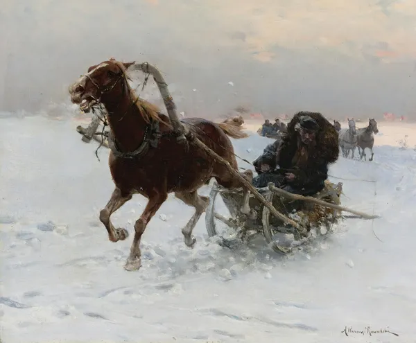 Sledding Caravan av Alfred von Wierusz-Kowalski