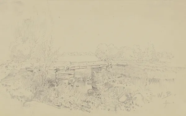 Steinbrücke in weiter Landschaft av Wilhelm Busch