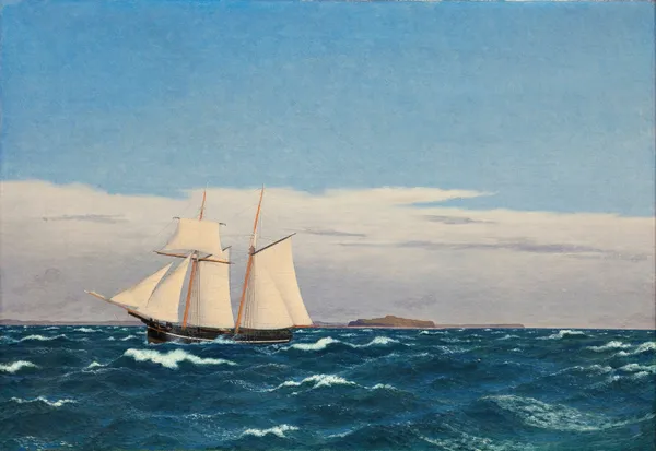 Seascape with the island of Hjelm and the coast of Jutland av Christoffer Wilhelm Eckersberg
