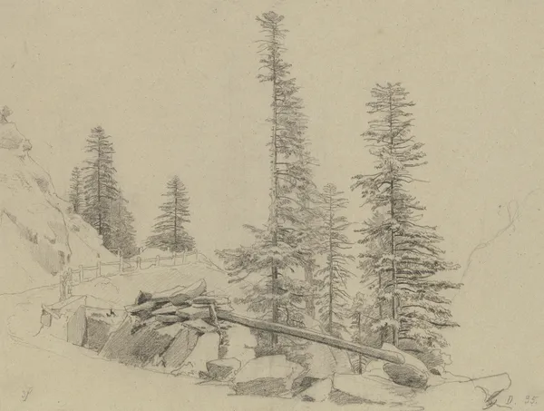 Spruce trees at the Via Mala av Johann Wilhelm Schirmer