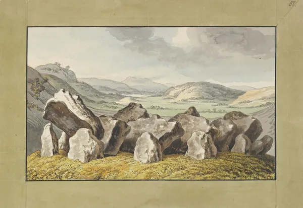 A Prehistoric Stone Circle on a Mound, an Extensive Landscape Beyond (mid-18th–early 19th century) av Johann Heinrich Wilhelm Tischbein