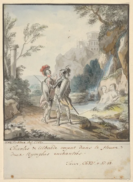 Carlo and Ubaldo Resisting the Enchantments of Armida’s Nymphs av Johann Heinrich Wilhelm Tischbein