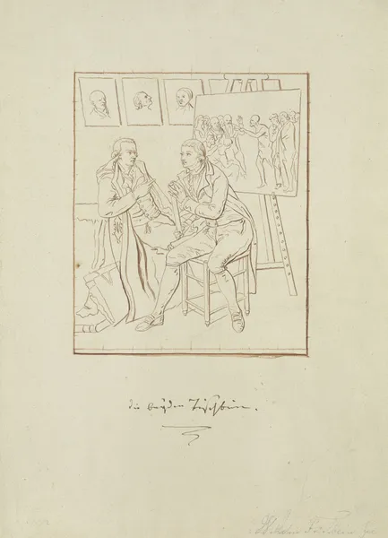 ‘Einer den anderen gemalt.’ Der Künstler mit seinem Bruder Heinrich Jacob Tischbein im Atelier av Johann Heinrich Wilhelm Tischbein