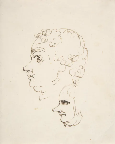 Two Caricature Heads of Men av Johann Heinrich Wilhelm Tischbein