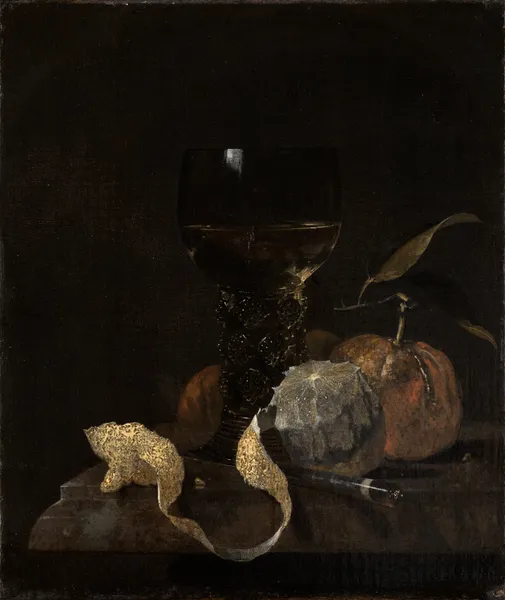 Stillleben mit Römer, Zitrone und Orangen av Willem Kalf