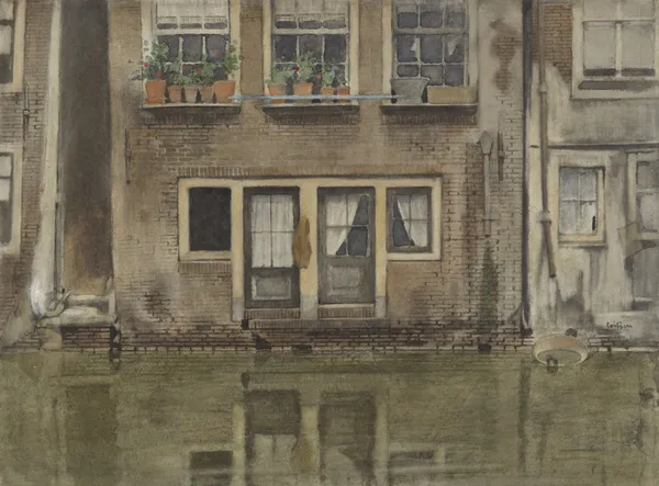 Huizen aan een gracht te Amsterdam av Willem Witsen