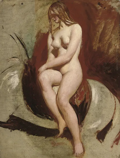 Seated female nude av William Etty
