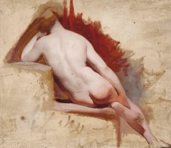 Seated female nude study av William Etty