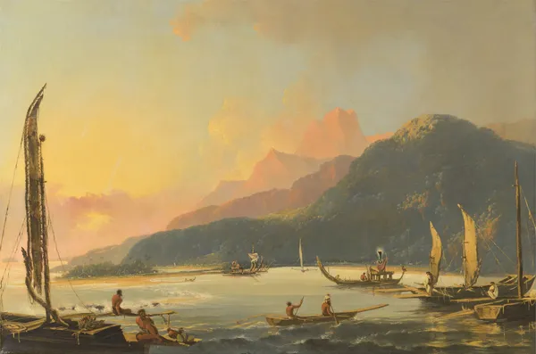 Tahitian War Galleys in Matavai Bay, Tahiti av William Hodges