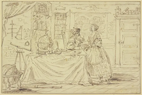 Eine Dame läßt sich von einem Astrologen wahrsagen av William Hogarth