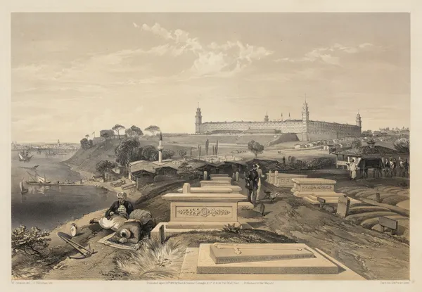 Hospital and cemetery at Scutari av William Simpson